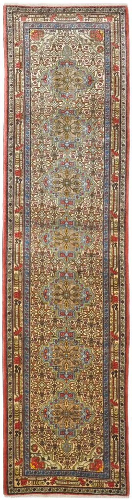 Hamedan Tappeto 300 x 80 Beige (Iran) Annodato A Mano