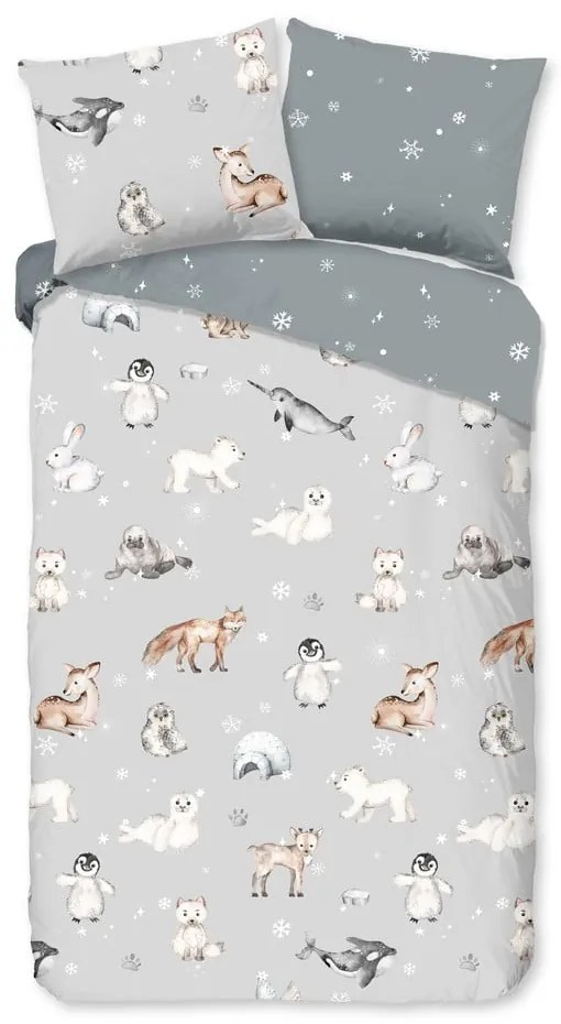 Biancheria da letto per bambini grigia in flanella per letto singolo 140x200 cm Cira – Good Morning