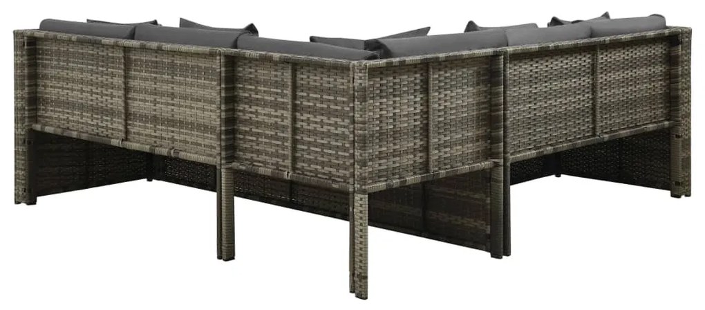 Set Divani da Giardino 4 pz con Cuscini in Polyrattan Grigio