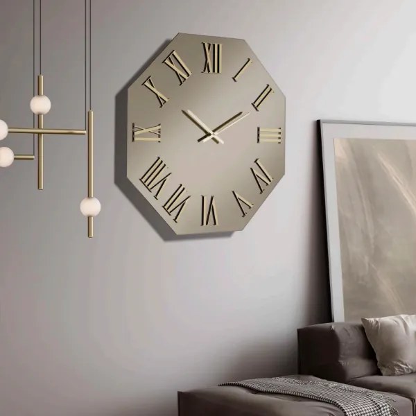 Orologio ottagonale 80x80 cm in cristallo Bronzo e numeri Oro - DYLAN