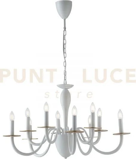 Lampadario armstrong bianco e oro 10 luci attacco e14 92x150cm in m...