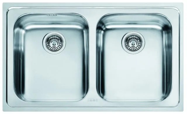 Lavello integrato 2 vasche in inox argento FRANKE Logica Line L 50 x L 79 cm
