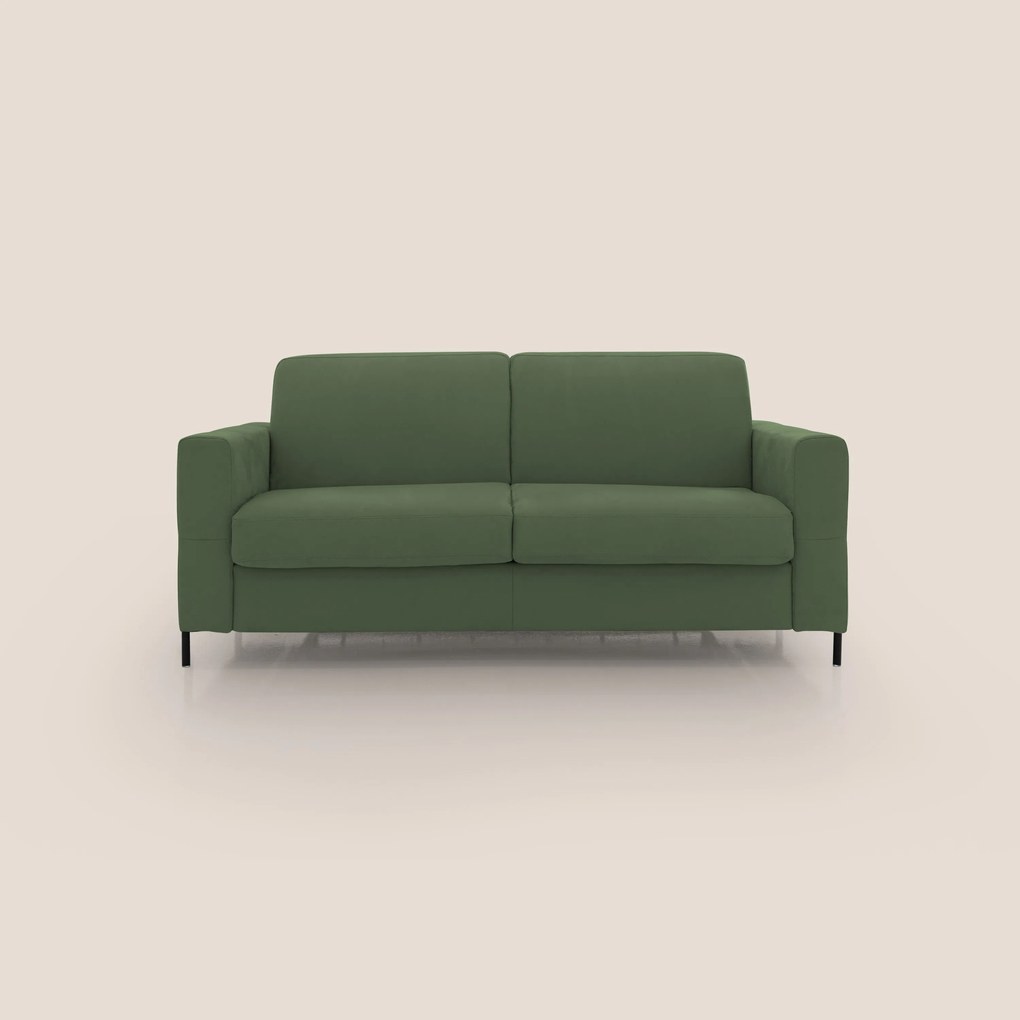 Ortensia divano letto materasso H18 cm con piedi alti in elegante microfibra smacchiabile T11