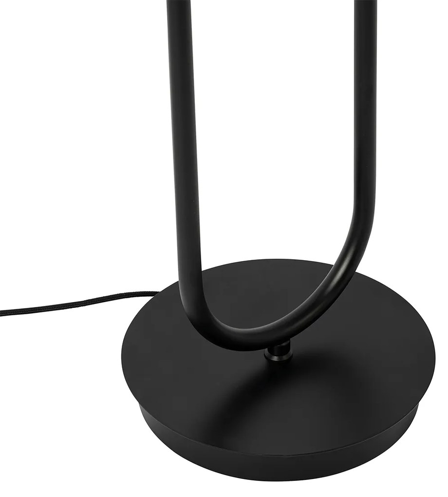 Lampada da terra Art Déco nera con vetro fumé 2 luci - Laura