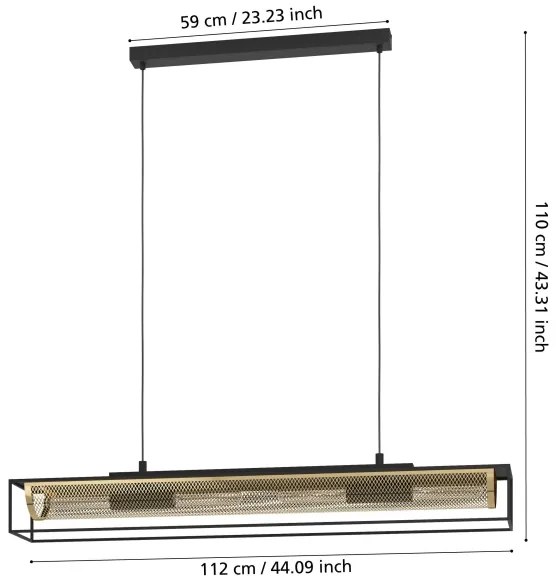 Eglo 43788 - Lampadario a sospensione con filo NOHALES 4xE27/40W/230V