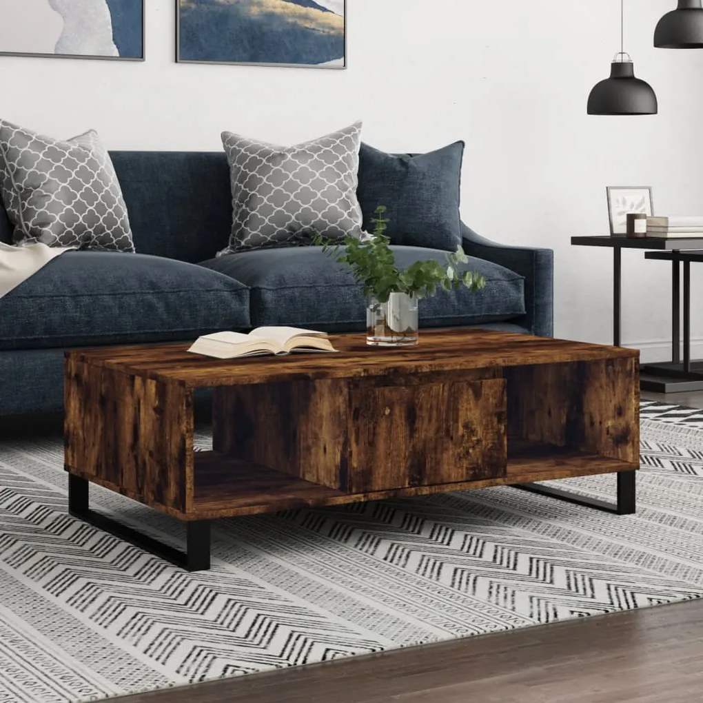 Tavolino Da Salotto Rovere Fumo 104x60x35 Cm Legno Multistrato /