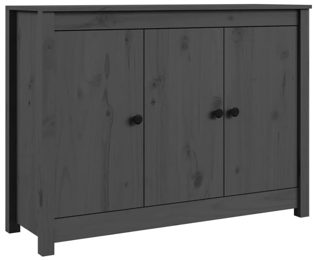 Credenza grigia 100x35x74 cm in legno massello di pino