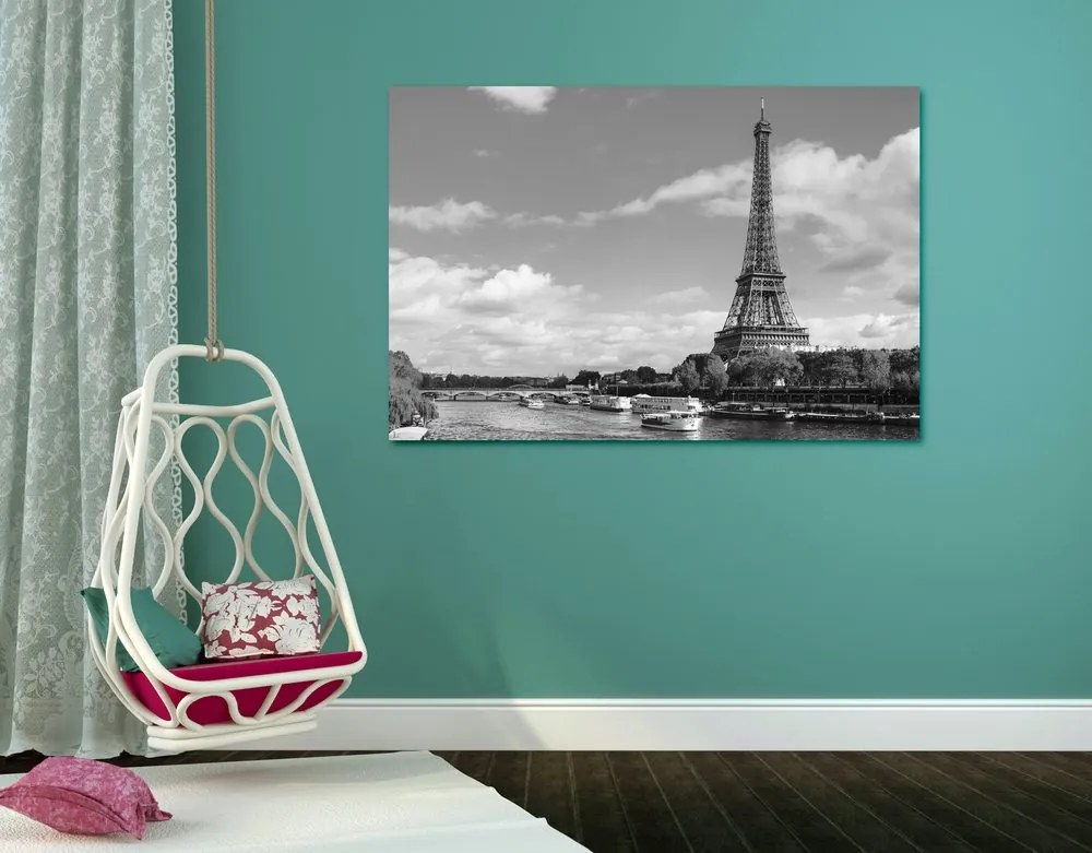 Quadro su tela – Panorama mozzafiato di Parigi in bianco e nero