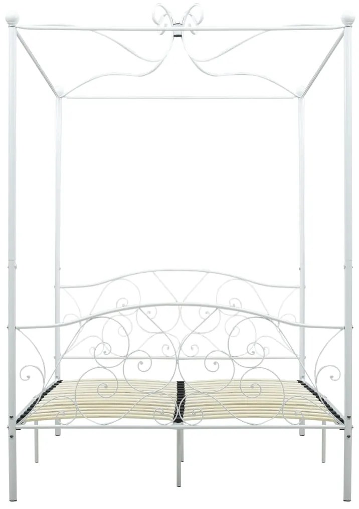 Letto a baldacchino bianco in metallo 120x200 cm