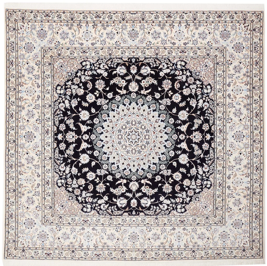 Nain Tappeto persiano 210 x 220 Blu (Iran) Annodato A Mano