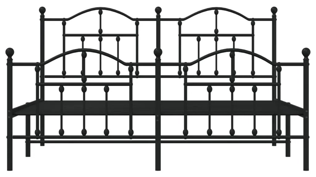 Giroletto con Testiera e Pediera Metallo Nero 180x200 cm