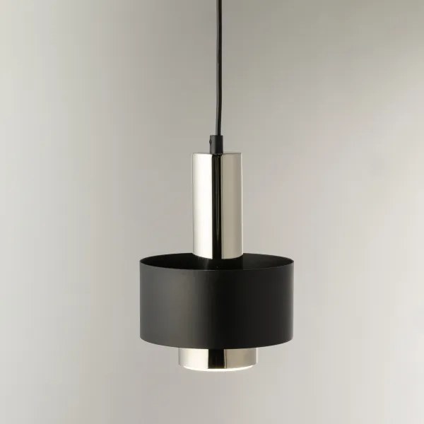 Lampadario a sospensione con filo RIF LUX 1xGX53/12W/230V diametro 15 cm nero/cromo lucido