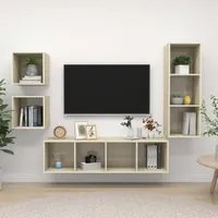 Set Porta TV 4 pz Rovere Sonoma in Truciolato 3079775