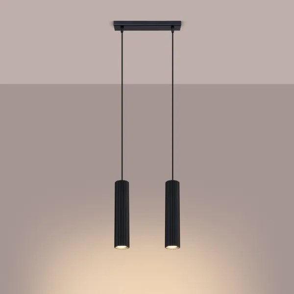 Sollux SL.1574 - Lampadario a sospensione con filo KARBON 2xGU10/10W/230V nero