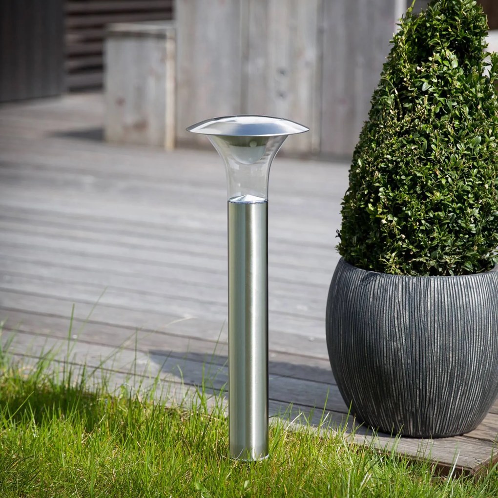 Lindby Lampada LED con picchetto Jolin, 66 cm, acciaio inox