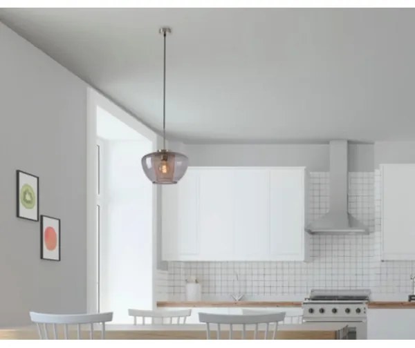 Briloner 4016-014 - Lampada a sospensione con cavo SEVENTIES 1xE27/40W/230V grigio fumé