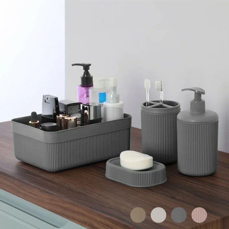 Vassoio porta oggetti da appoggio grigio in plastica Ring