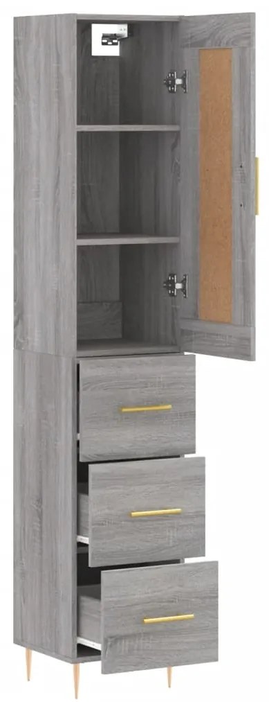 Credenza grigio sonoma 34,5x34x180 cm in legno multistrato