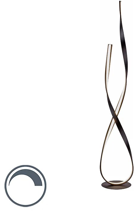 Lampada da terra di design marrone con LED e dimmer - Belinda