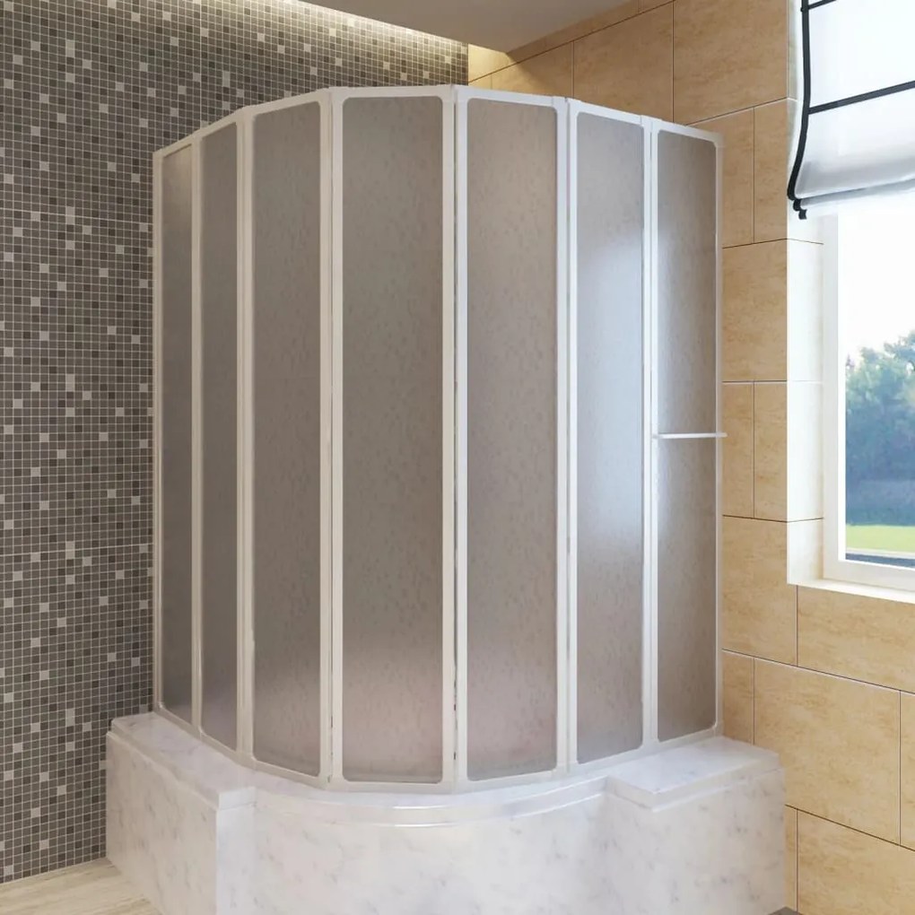 7 Pannelli Pieghevoli Con Porta-asciugamano 140 X 168 Cm Doccia Bagno /