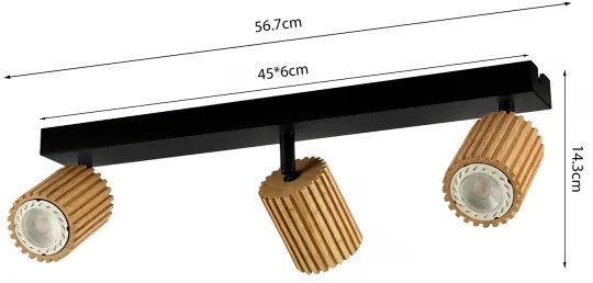 Brilagi - Faretto MODERN WOOD 3xGU10/8W/230V legno di caucciù/nero