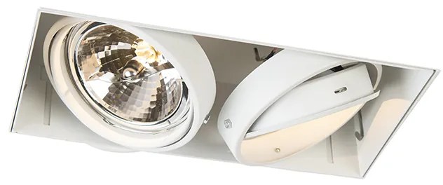 Faretto da incasso bianco orientabile e inclinabile AR111 Trimless 2 luci - Oneon