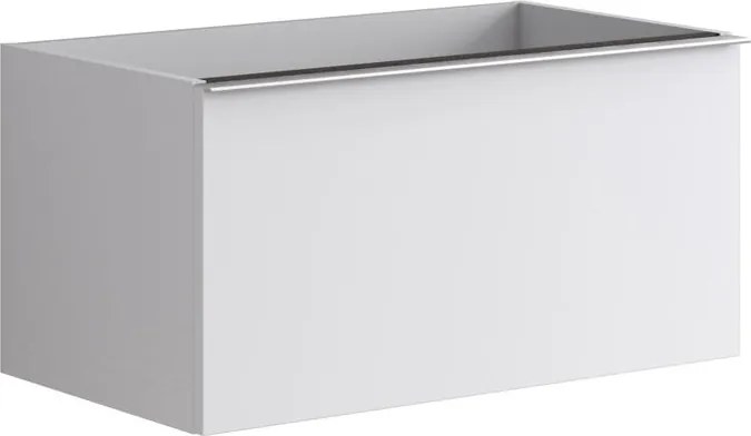 Cassettiera Pixel con 2 cassetti  frontale plain laccato opaco bianco e maniglia alluminio brillante L80 x H40 x P45,5 cm
