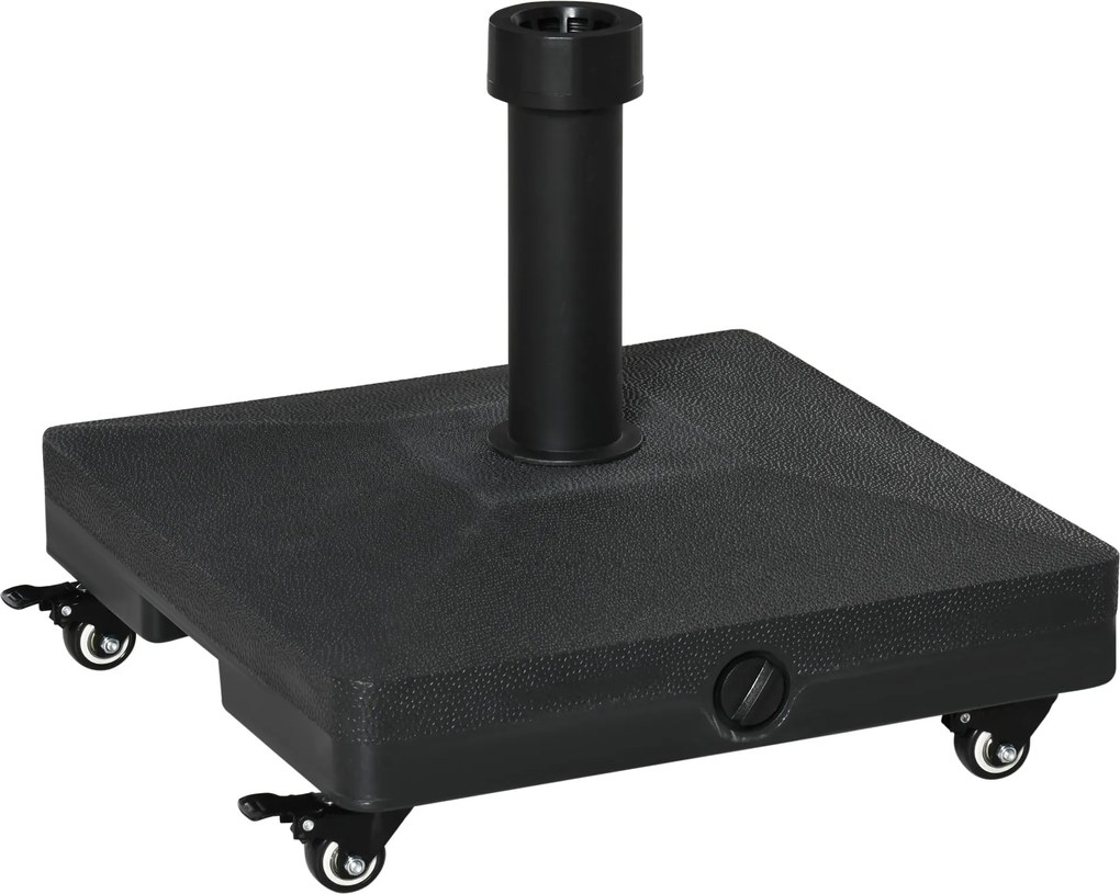 Base per Ombrellone da Giardino 45x45x39 cm Palo 38-48 mm con Ruote in HDPE Nero...