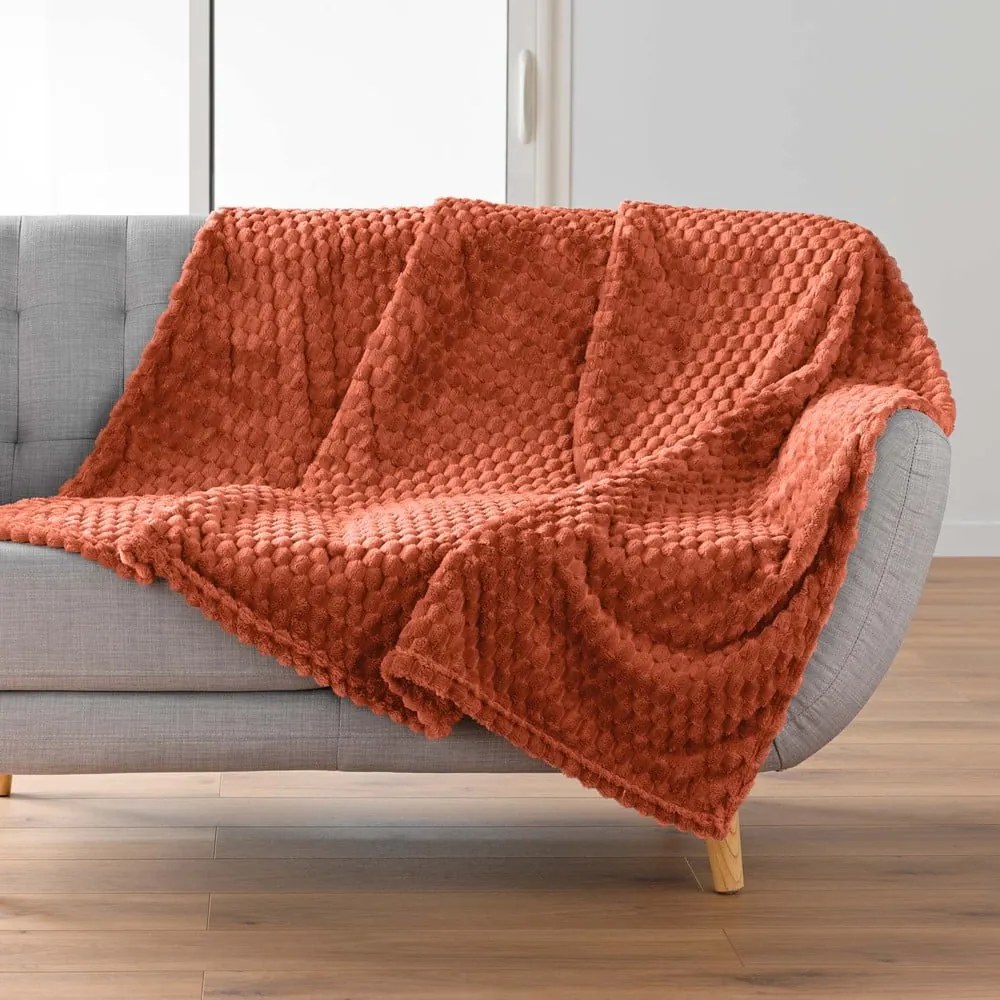 Coperta color terracotta in microflanella 125x150 cm Mini Frosty – douceur d'intérieur