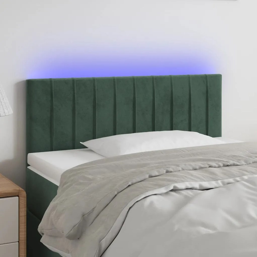 Testiera A Led Verde Scuro 90x5x78/88 Cm İn Similpelle /