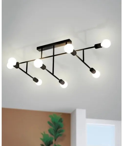 Eglo 98035 - Lampadario fisso BELSIANA 8xE27/40W/230V nero