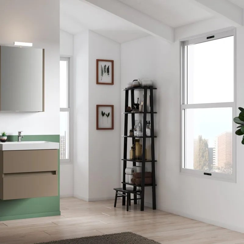 Mobile bagno sospeso con lavabo L 59.5 x H 50 x P 45.5 cm laccato opaco nocciola 2 cassetti per vasca centrale Kora