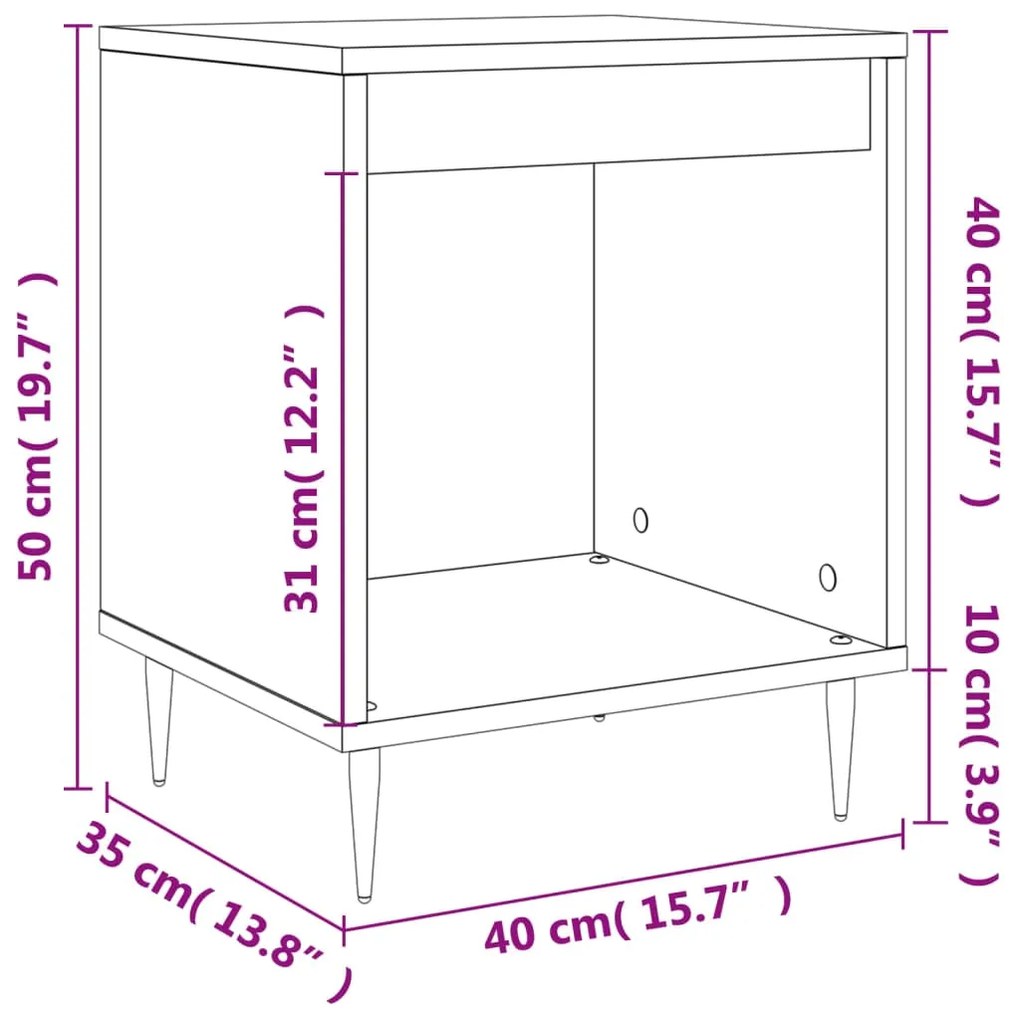 Comodini 2pz Rovere Sonoma 40x35x50 cm in Legno Multistrato