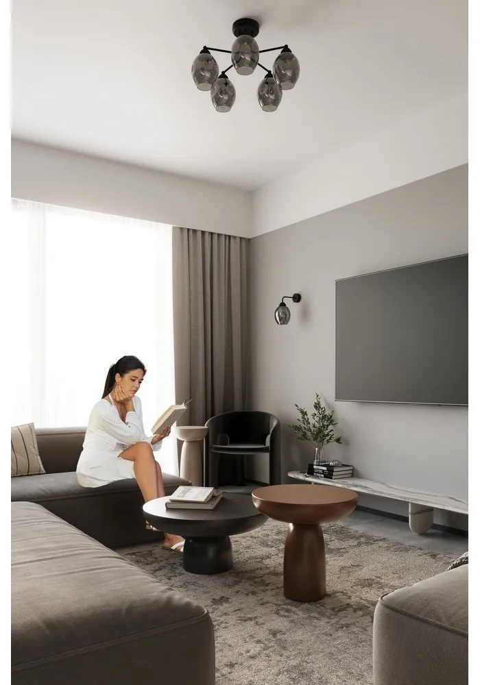 Plafoniera nera con paralume in vetro 59x59 cm Garten – Sollux