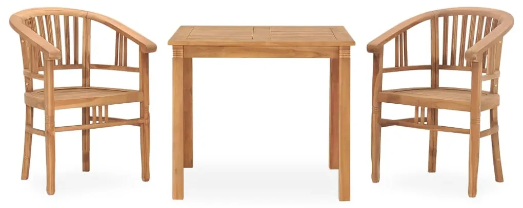 Set da pranzo da giardino 3 pz in legno massello di teak