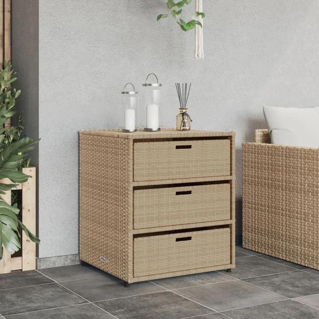 Armadietto portaoggetti da giardino beige 55x59x69cm polyrattan