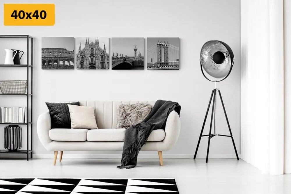Set di quadri – Città in bianco e nero