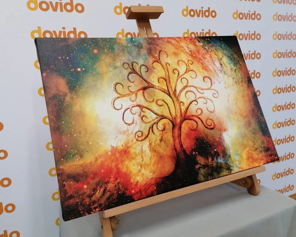 Quadro su tela – Albero della vita con astrazione dell'universo