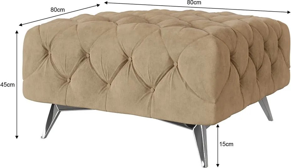 Poggiapiedi marrone chiaro con rivestimento in velluto Chelsea – Ropez