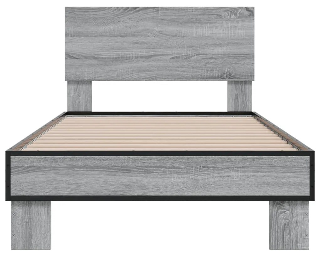 Giroletto grigio sonoma 90x190cm in legno multistrato e metallo
