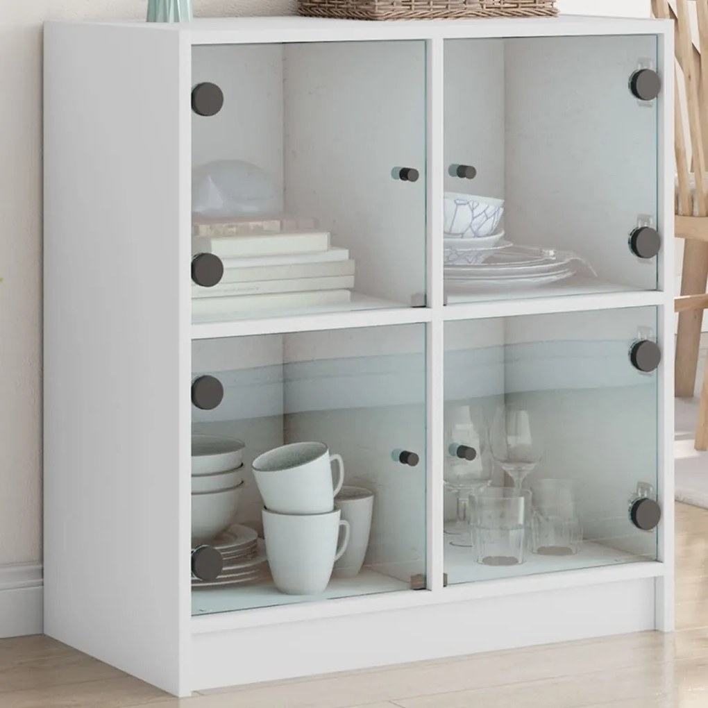 Mobile Con Ante İn Vetro Bianco 68x37x75,5 Cm /