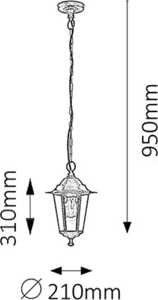 Rabalux 8238 - Lampadario da esterno VELENCE 1xE27/60W/230V