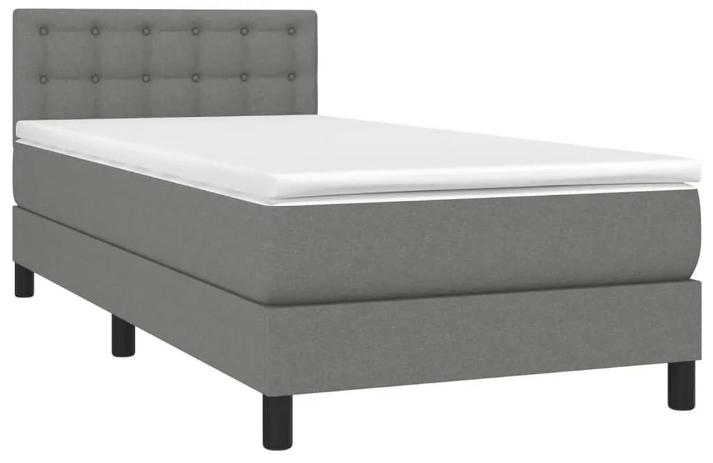 Giroletto a molle con materasso grigio scuro 100x200 cm tessuto