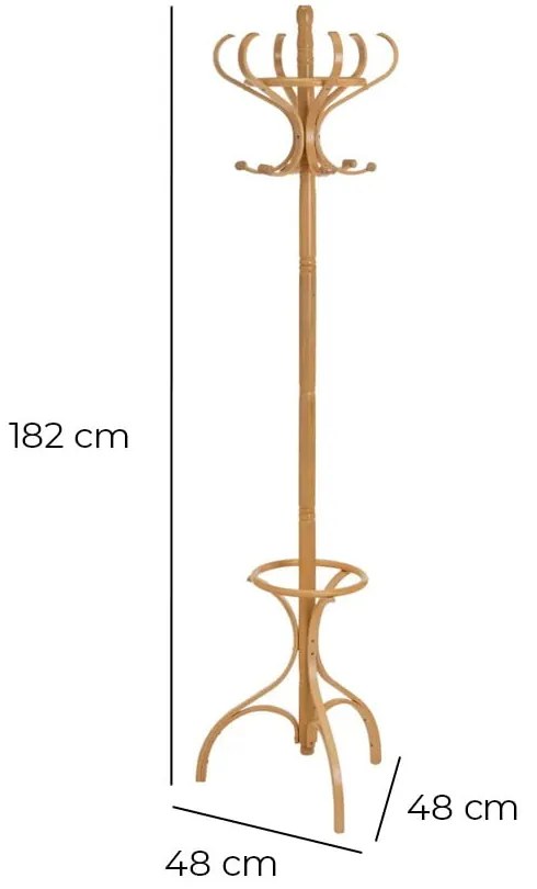 Appendiabiti in legno di pioppo in colore naturale Thonet - Casa Selección