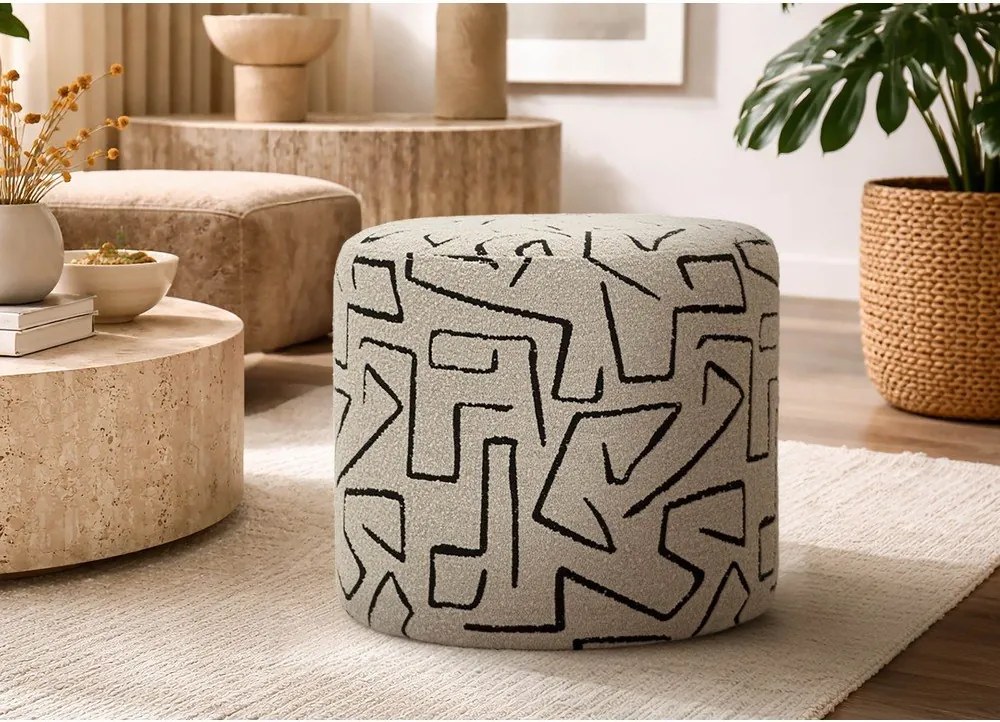 Poggiapiedi beige con rivestimento in bouclé Nairobi – Mauro Ferretti