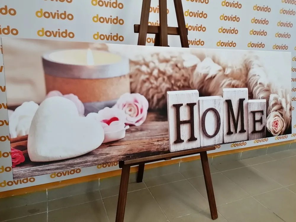 Stampa su tela – Natura morta con scritta Home