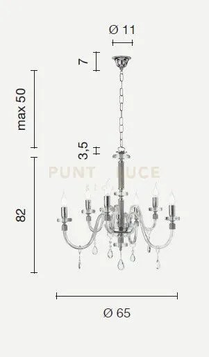Lampadario dido 6 luci ottanio e cromo attacco e14 d.65cm