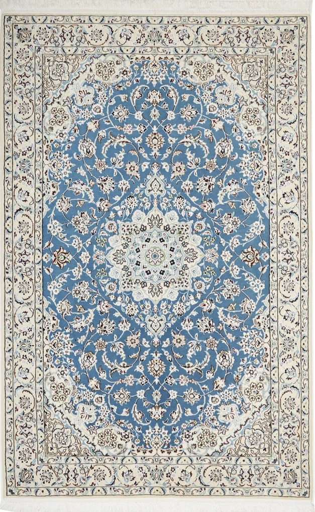 Nain Tappeto 220 x 140 Blu (Iran) Annodato A Mano