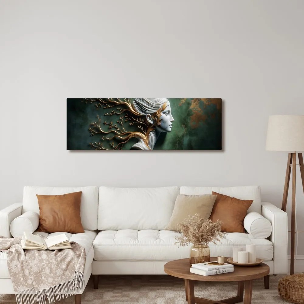 Quadro su tela – Donna con rami come simbolo di crescita