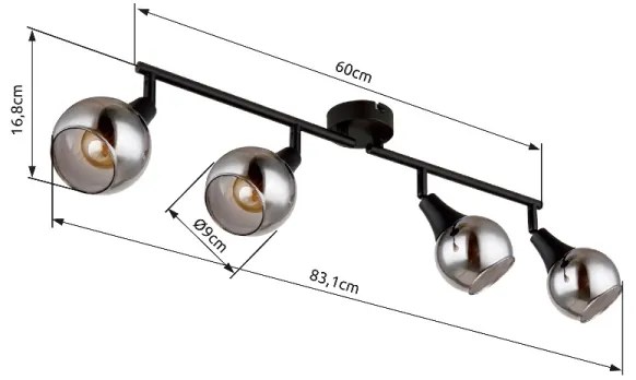 Globo 57904-4 - Faretto GLYPTAR 4xE14/40W/230V nero